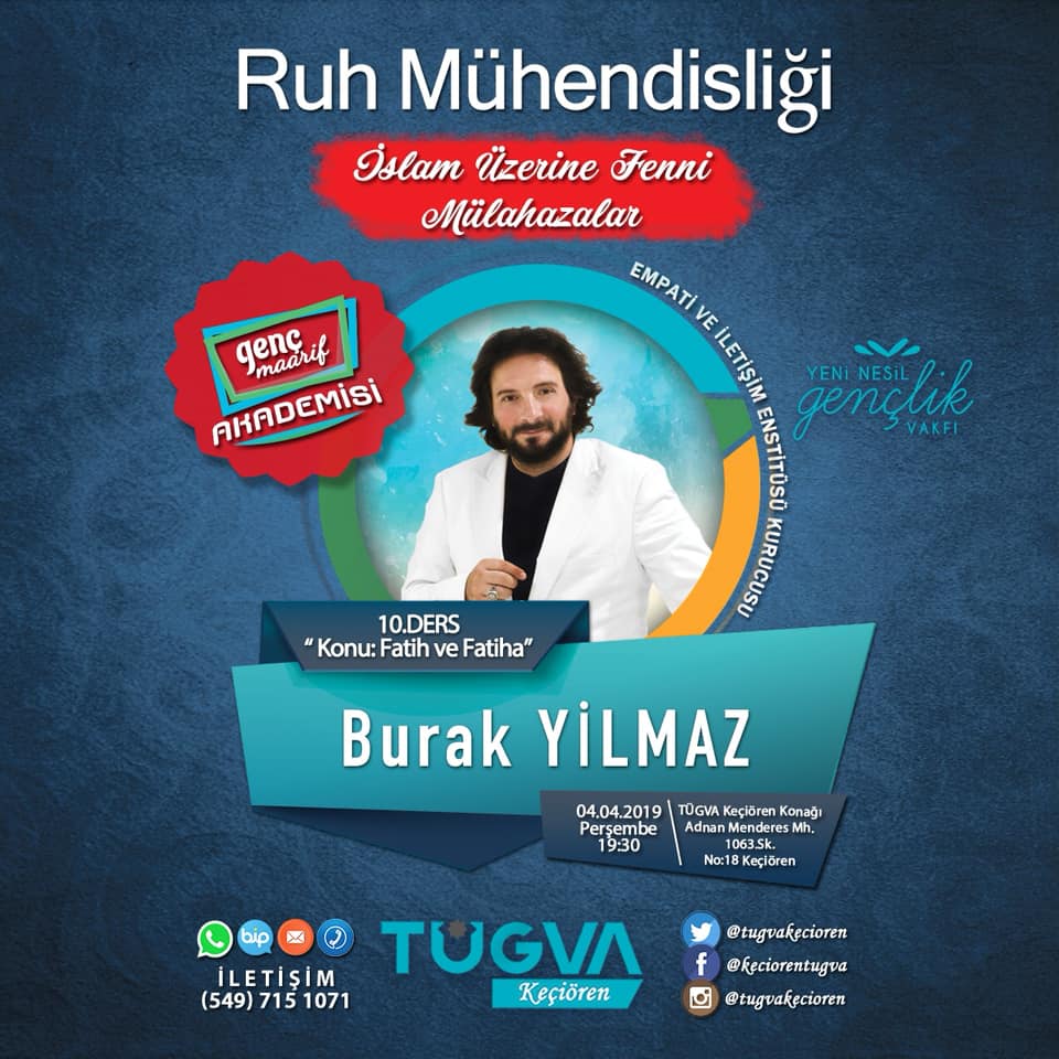 TÜGVA RUH MÜHENDİSLİĞİ EĞİTİMİNİN 10. DERSİ YAPILACAK